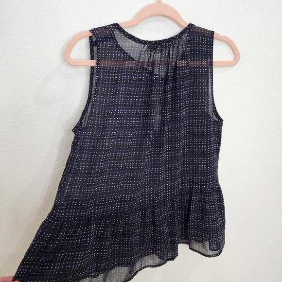 Loft Navy Pattern Tank - Business casual, polka dot, ruffle - Picture 4 of 4